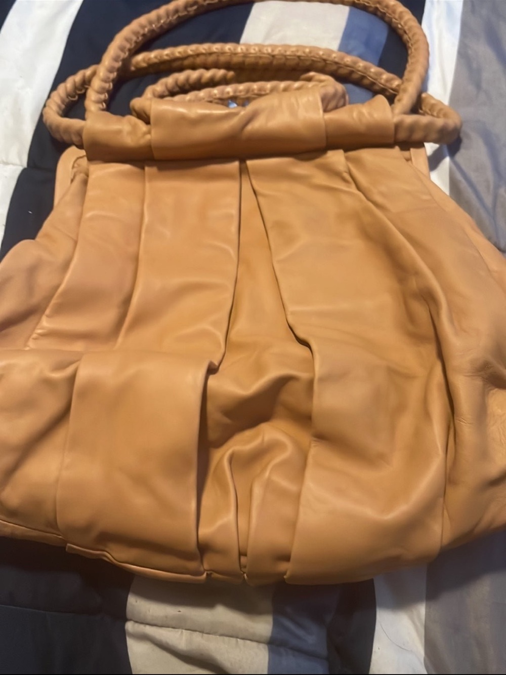 Authentic CL Tan Braided-Handle Women's Shoulder Bag